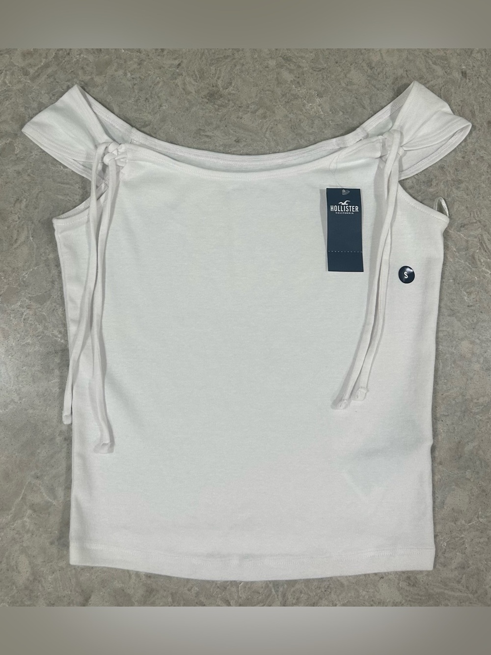 Hollister NWT White Off-Shoulder Tie-Shoulder Tank Top Women’s S